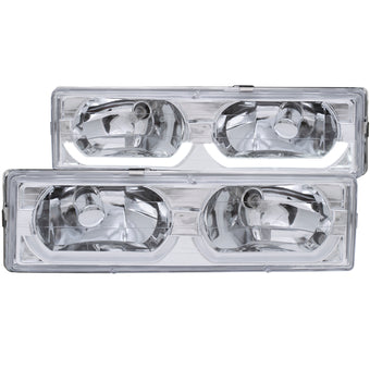 compare product ANZO 1988-1998 Chevrolet C1500 Crystal Headlights Chrome w/ Low - Brow