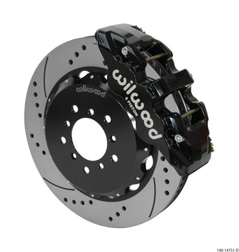 compare product Wilwood AERO6 Front Hat Kit 14.00 Drilled Black 00-06 BMW M3 E46 w/Lines
