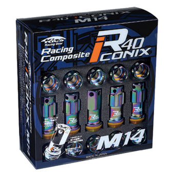 compare product Project Kics 14X1.50 Neochrome R40 Iconix Lug Nuts (Red Cap) - Set of 16+4 Locks