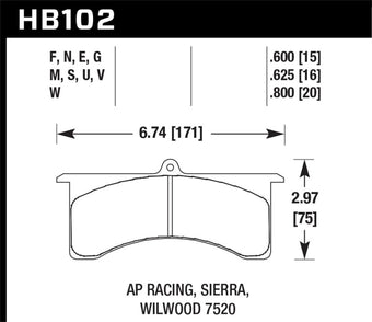 compare product Hawk Stoptech AP Racing 6 DTC-30 Race Brake Pads