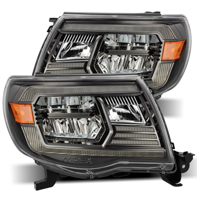 AlphaRex 05 - 11 Toyota Tacoma LUXX Crystal Headlights Plank Style Alpha Black w/Activation Light/DRL - My Store