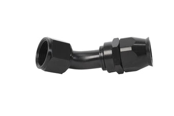 compare product Aeromotive PTFE Hose End - AN-12 - 45 Deg - Black Anodized