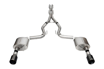 compare product Corsa 24+ Ford MustangGT Xtreme Cat-Back Ex.Sys 3.0in Dual Rear Exit w/4.5in Blk PVD StraightCut Tip