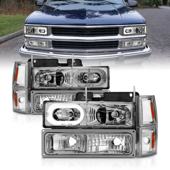 compare product ANZO 88-98 Chevrolet C1500 Crystal Headlights Chrome Housing w/ Signal and Side Marker Lights