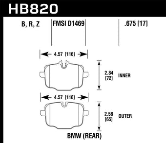 compare product Hawk 12-17 BMW M6 / 14-17 BMW M6 Gran Coupe / 13-16 BMW M5 Performance Ceramic Rear Brake Pads