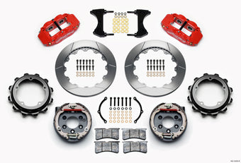compare product Wilwood Narrow Superlite 4R Rear P-Brk Kit 12.88in Red Strange Eng Floater 3.49in Offset