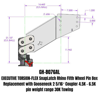 compare product Gen-Y Executive Torsion-Flex Auto Rhino 5th Wheel Pin Box Rep w/Gooseneck 2-5/16in Coupler