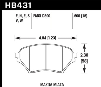 compare product Hawk 01-05 Mazda Miata 1.8L Base OE Inc. Clips Shims Front ER-1 Brake Pads