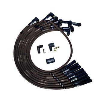 compare product Moroso BBC Over Valve Cover Str Plug End Non-HEI Sleeved Ultra Spark Plug Wire Set - Black
