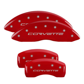 compare product MGP 4 Caliper Covers Engraved Front & Rear C6/Corvette Red finish silver ch