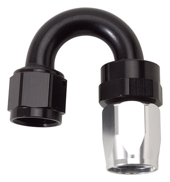 compare product Russell Performance -8 AN Black/Silver 180 Degree Tight Radius Full Flow Swivel Hose End
