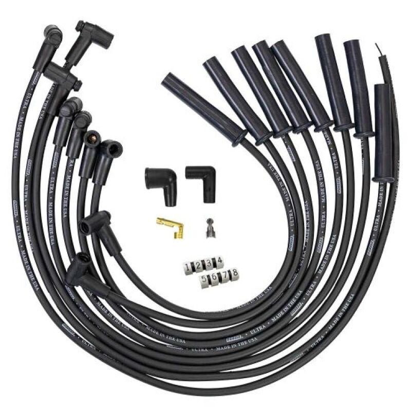 Moroso Ford 289 302 351W HEI - Style Cap Ultra 350 8mm Multi - Angle Boot Spark Plug Wire Set - Black - My Store