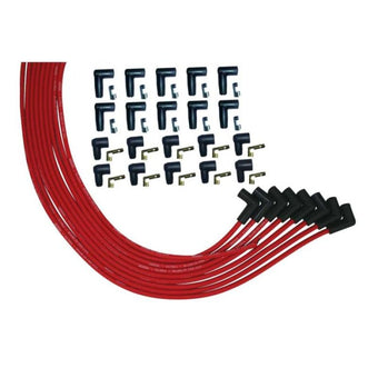 compare product Moroso V8 Universal 90 Deg Plug HEI And Non-HEI Ultra Spark Plug Wire Set - Red
