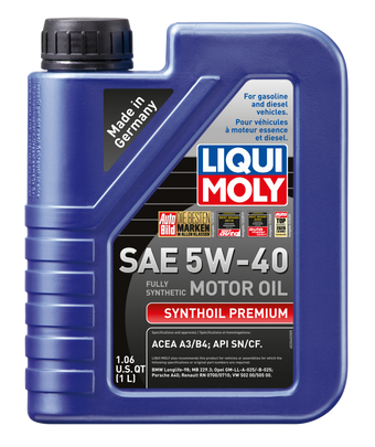 compare product LIQUI MOLY 1L Synthoil Premium Motor Oil SAE 5W40