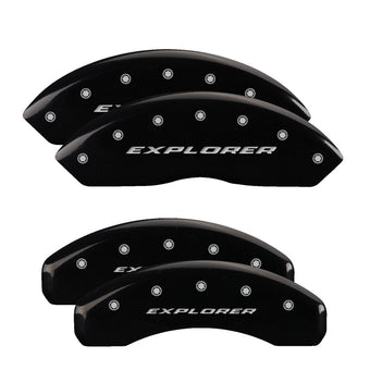compare product MGP 4 Caliper Covers Engraved Front & Rear 2012+ Ford Explorer Black Finish Silver Logo