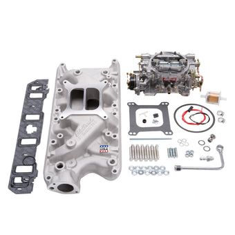 compare product Edelbrock Manifold And Carb Kit Performer Small Block Ford 289-302 Natural Finish