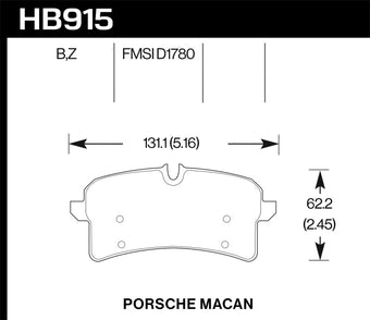 compare product Hawk 16-18 Porsche Macan HPS 5.0 Street Rear Brake Pads