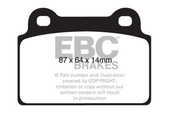 compare product EBC 08-16 Mitsubishi Lancer Evo 10 2.0 Turbo (1 piece rotor) Yellowstuff Rear Brake Pads