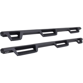 compare product Westin 99-16 Ford F-250/350/450/550 CC (6.75ft Bed) HDX Drop Whl to Whl Nerf Step Bars - Text Blk