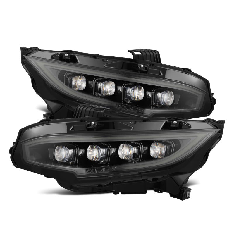 AlphaRex 16 - 21 Honda Civic NOVA - Series LED Proj Headlights Alpha - Black w/Actv Lgt & Seq.Sig / SB DRL - My Store