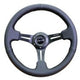 NRG Reinforced Steering Wheel (350mm / 3in. Deep) Black Leather w/ Black Stitching - My Store