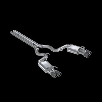 compare product MBRP 18-20 Ford Mustang GT 5.0 w/ Quad Tip Active Exhaust Cat Back Split Rear T304 w/ Carb Fib Tips