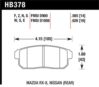 compare product Hawk 2001-2001 Infiniti G20 (Made On or After 12-1-01) HPS 5.0 Rear Brake Pads