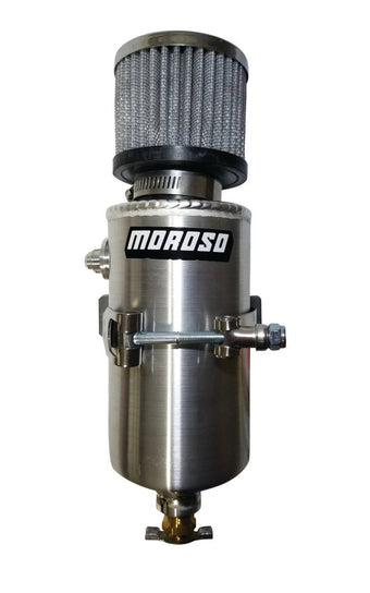 compare product Moroso Breather Tank/Catch Can -6An Male Fitting - Aluminum