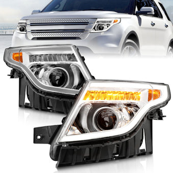 compare product ANZO 11-15 Ford Explorer Projector Headlights w/ Light Bar Chrome Housing w/ Amber light