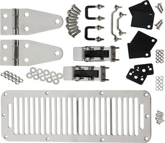 compare product Kentrol 78-95 Jeep CJ/Wrangler YJ Hood Kit With TJ Style Hood Catch - Polished Silver