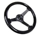 NRG Reinforced Steering Wheel (350mm / 3in. Deep) Black w/Black Chrome Solid 3 - Spoke Center - My Store