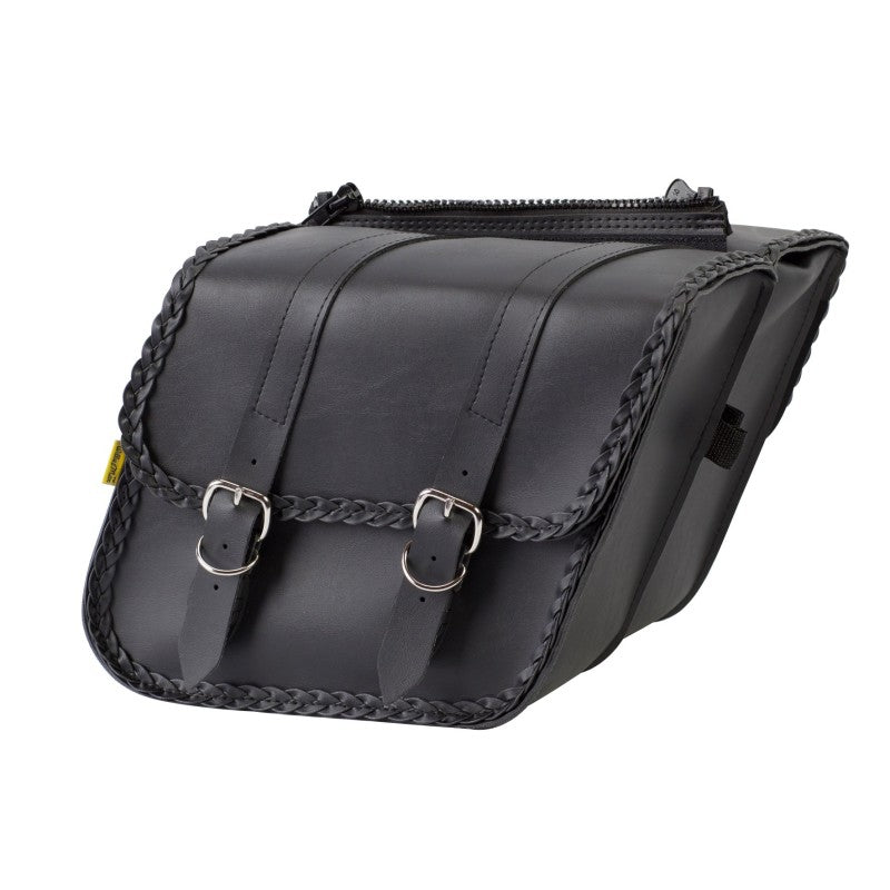 Willie & Max Universal Braided Compact Slant Saddlebags (12 in L x 9.5 W x 5.5 in H) - Black - My Store