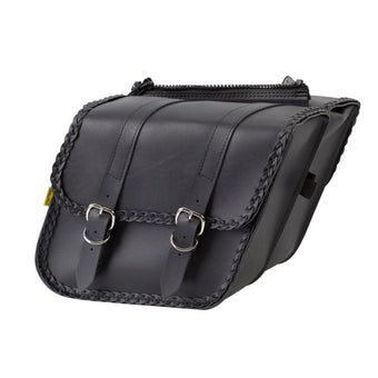 compare product Willie & Max Universal Braided Compact Slant Saddlebags (12 in L x 9.5 W x 5.5 in H) - Black