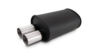 compare product Vibrant Streetpower Flat Blk Muffler 9.5x6.75x15in Body Inlet ID 3in Tip OD 3in w/Dual Straight Tips
