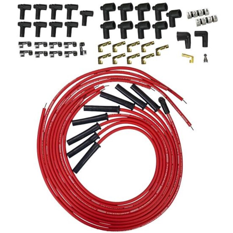 Moroso Universal HEI/Non - HEI Style Caps Ultra 40 8mm Multi - Angle Boot Spark Plug Wire Set - Red - My Store