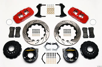 compare product Wilwood AERO4 Rear P-Brake Kit 14.00in Drill Red Mopar/Dana 2.36in Off w/Snap Ring Bearing