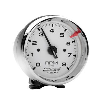 compare product Autometer Autogage 3-3/4in White 8000 RPM Pedestal Mount Tachometer