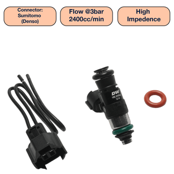 compare product DeatschWerks Universal 2400cc Single Fuel Injector / 34mm Length / 14mm O-Ring Seals