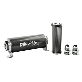 compare product DeatschWerks Stainless Steel 10AN 40 Micron Universal Inline Fuel Filter Housing Kit (160mm)