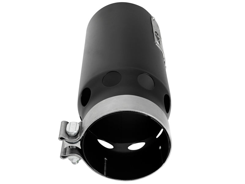 aFe SATURN 4S 4in SS Intercooled Exhaust Tip - Black 4in In x 5in Out x 12in L Bolt - On - My Store