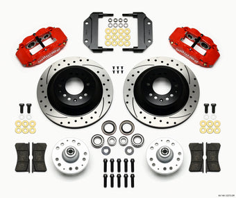 compare product Wilwood Narrow Superlite 6R Front Hub & 1PC Rtr Kit 12.88in Drilled -Red Magnum Force Drop Spindle