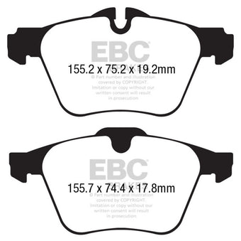 compare product EBC 13+ Jaguar F-Type (Cast Iron Rotors Only) 3.0 Supercharged (340) Redstuff Front Brake Pads