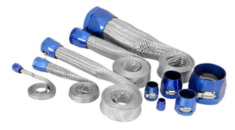 compare product Spectre MagnaBraid 304SS Braided Sleeving Kit - Blue End Caps