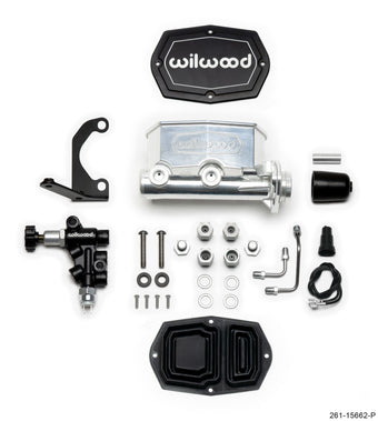 compare product Wilwood Compact Tandem M/C - 1.12in Bore w/RH Bracket and Valve - Ball Burnished