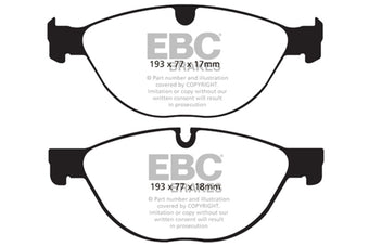 compare product EBC 10-15 Jaguar XF 5.0 Supercharged (470) Redstuff Front Brake Pads