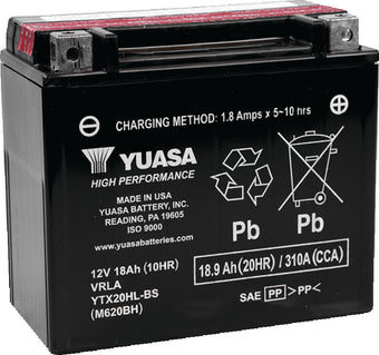 compare product Yuasa YTX20HL-BS High Performance AGM Battery w/Bottle