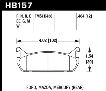 compare product Hawk 91-96 Ford Escort 1.8L GT Rear ER-1 Brake Pads