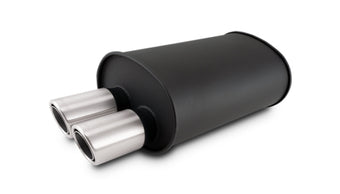 compare product Vibrant STREETPOWER Blk Oval Muffler w/Dual Offset Tip 3in Inlet ID 3in Tip OD 9.5in x 6.75in x 15in