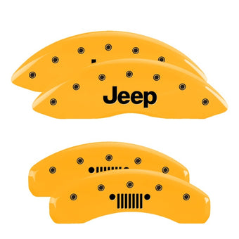 compare product MGP 4 Caliper Covers Engraved F&R 11-18 Jeep Grand Cherokee Yellow Finish Black Jeep/Grill Logo