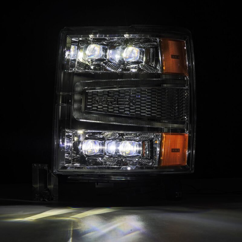 AlphaRex 04 - 15 Chevy 1500HD NOVA - Series LED Proj Headlights Chrome w/Activ Light/Seq Signal & SB DRL - My Store